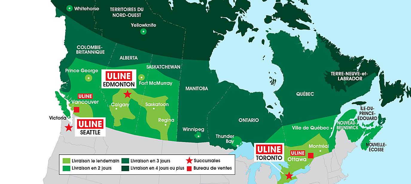 Canada Uline Locations Map