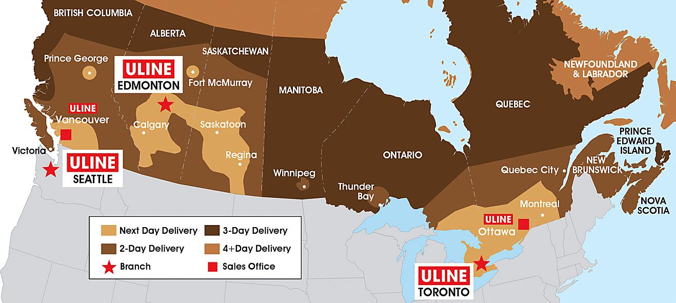 Canada Uline Locations Map