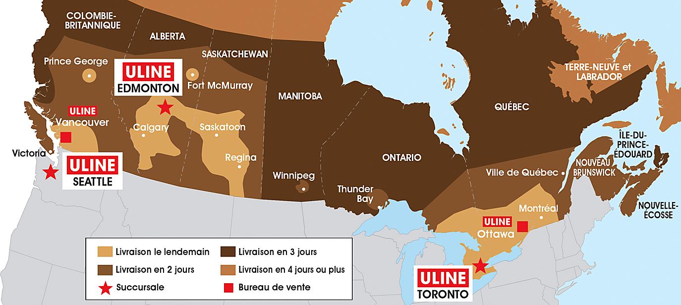 Canada Uline Locations Map