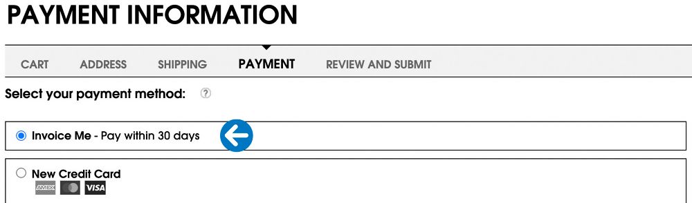'Invoice Me' will display on the payment page during checkout for qualified customers.