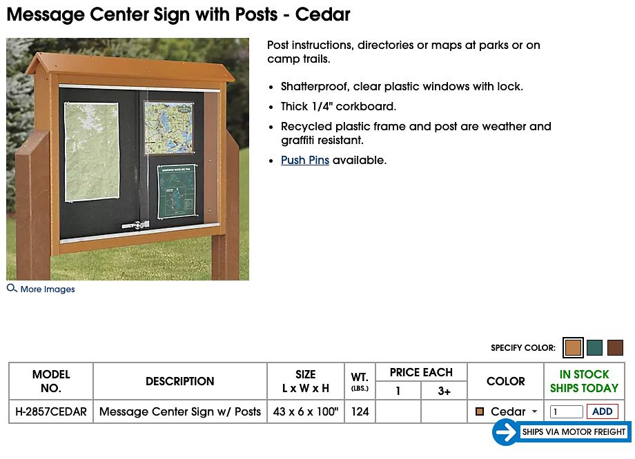 Look for "Ships via Motor Freight" located next to the price charts and on the product pages