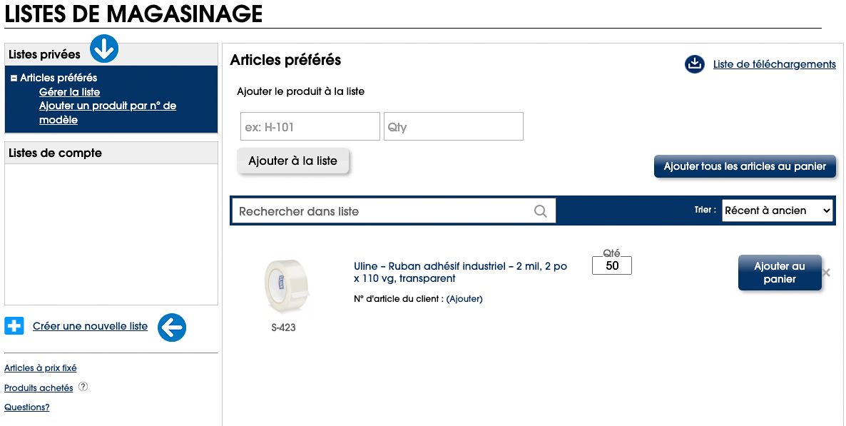 Cliquez sur « Mon compte ». Cliquez sur « Listes de magasinage » dans la section « Articles ». 