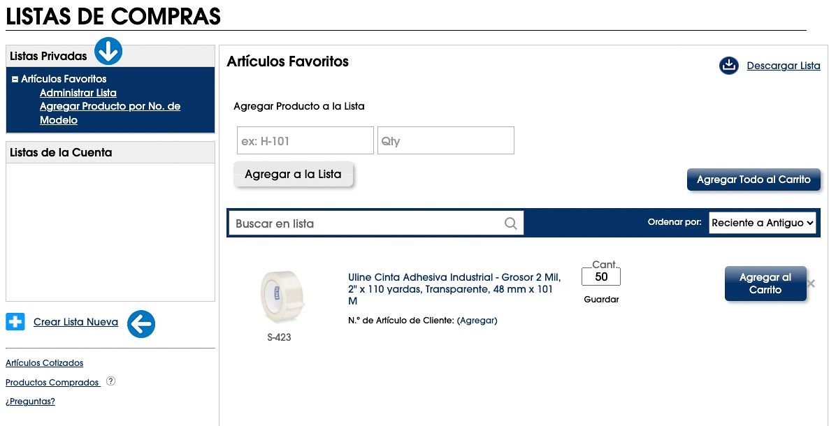 Vaya a Mi Cuenta. Haga clic en la funci&oacute;n "Listas de Compras" en la secci&oacute;n de "Art&iacute;culos". 