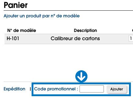 Saisissez votre code dans la zone « Code promotionnel » et cliquez ensuite sur le bouton « Ajouter ».
