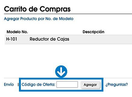 Ingrese el c&oacute;digo en el campo "C&oacute;digo de Oferta" y luego d&eacute;clic en el bot&oacute;n de "Agregar"