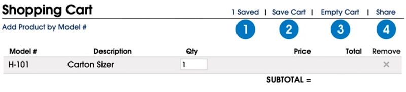 Key features of Uline's shopping cart: 'Saved', 'Save', 'Delete' and 'Forward'