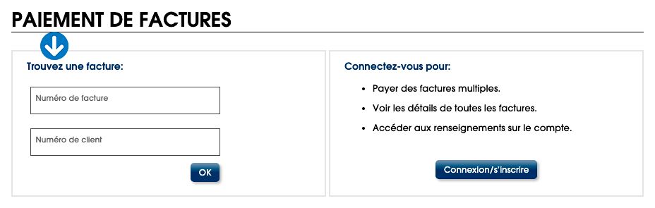 Saisissez le num⩮ro de la facture. Saisissez le num⩮ro de client.