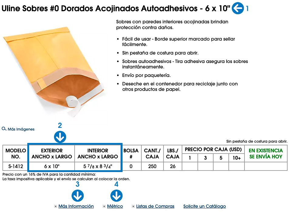 Las dimensiones se pueden encontrar en el nombre, en m&aacute;s informaci&oacute;n y en la descripci&oacute;n.