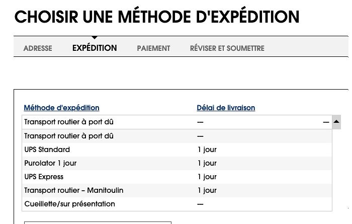Choisir une méthode d’expédition