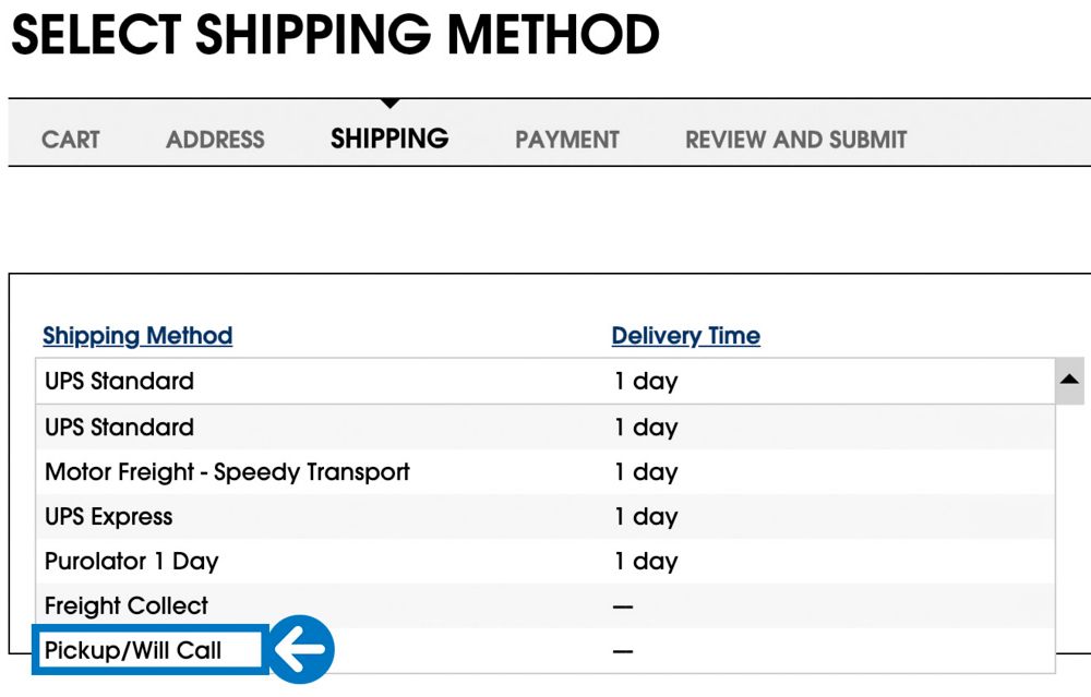 Select Shipping Method