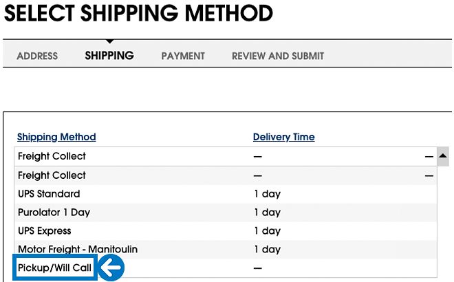 Select Shipping Method