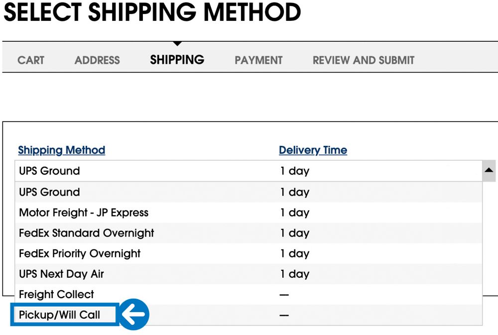 Select Shipping Method
