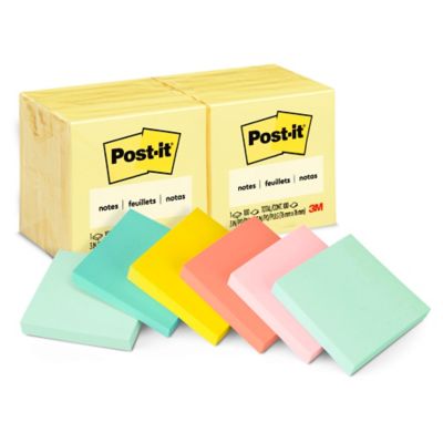 3M Post-it® Notes - Original, 3 x 3, Assorted Pastels S-17272 - Uline