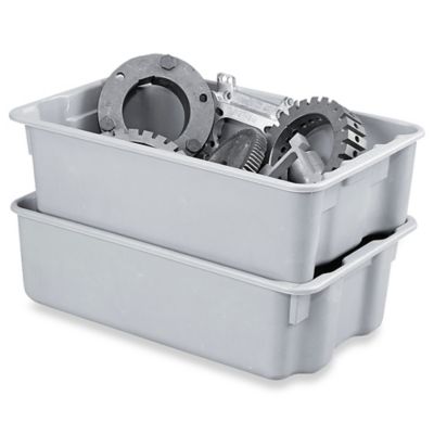 Heavy-Duty Stack and Nest Containers - 20 x 13 x 6, Gray S-19472GR - Uline