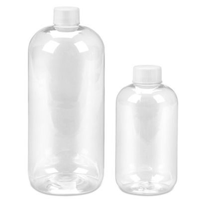 Clear Plastic Juice Bottles - 16 oz, White Cap S-21727W - Uline