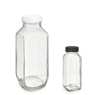Clear Plastic Juice Bottles - 16 oz, White Cap S-21727W - Uline