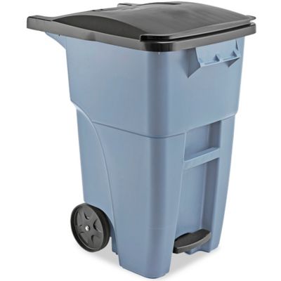 Uline Lockable Trash Can with Wheels - 65 Gallon, Dark Gray H-8092