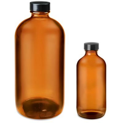 Amber Boston Round Glass Bottles
