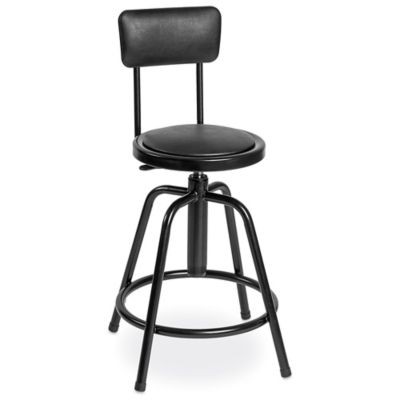 Shop Stool with Backrest - Metal with Adjustable Legs - ULINE - H-4828