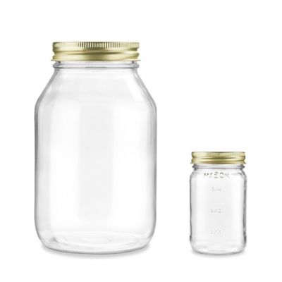 Wide-Mouth Glass Jars - 1/2 Gallon, Plastic Cap - ULINE - Case of 6 - S-14489P
