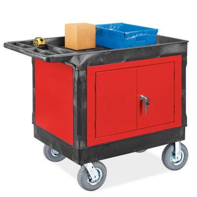 Rubbermaid® Black Utility Cart with Drawer - 44 x 26 x 33 H-2475 - Uline