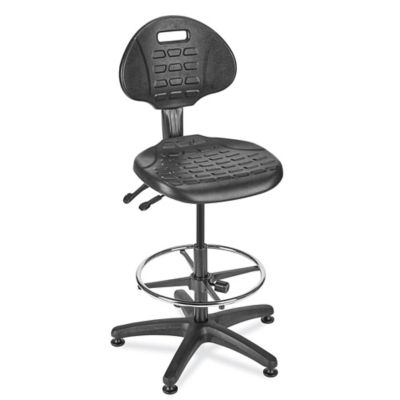 Shop Stool with Backrest - Metal with Adjustable Legs - ULINE - H-4828