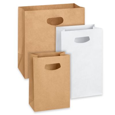 Paper Grocery Bags - 6 x 3 5/8 x 11, #6, White S-8535 - Uline