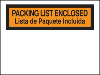 Spanish Packing List Envelopes