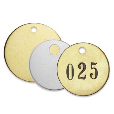 Metal Tags - Brass, 1 1/2 Circle, #101-200 S-15241 - Uline