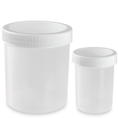 Wide-Mouth Glass Jars - 1/2 Gallon, Plastic Cap S-14489P - Uline