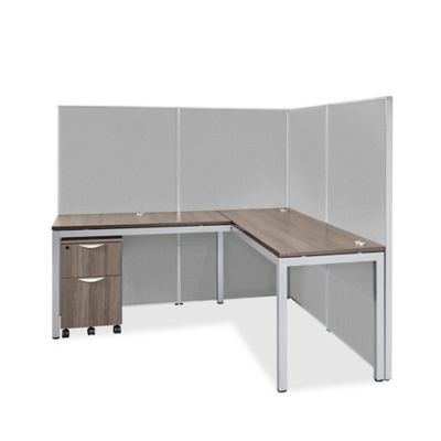 Downtown Office Workstation - 2-Person L-Desk, 120 x 72, Gray H-8248 -  Uline