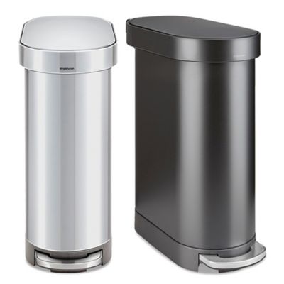 simplehuman Open Top Stainless Steel Trash Can - 30 Gallon - ULINE - H-7364