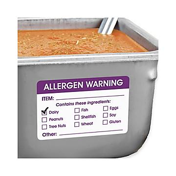 Étiquettes adhésives pour allergènes alimentaires