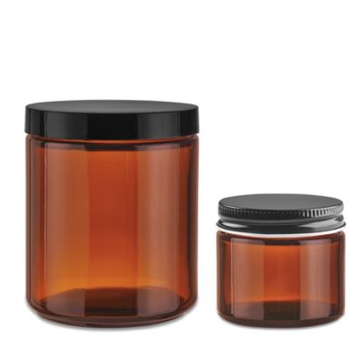 Amber Straight-Sided Glass Jars