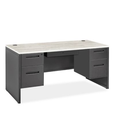 Downtown Office Workstation - 2-Person L-Desk, 120 x 72, Gray H-8248 -  Uline