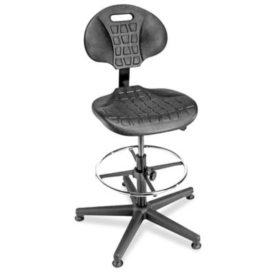 Shop Stool with Backrest - Metal with Adjustable Legs - ULINE - H-4828