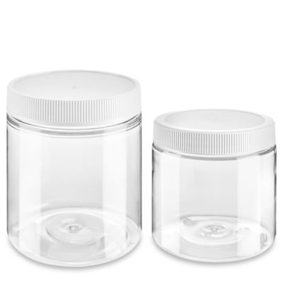 Wide-Mouth Glass Jars - 1/2 Gallon, Plastic Cap S-14489P - Uline