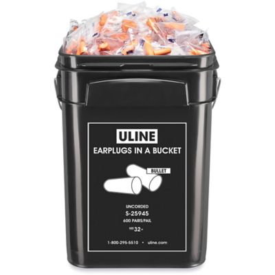 Uline Earplugs in a Bucket