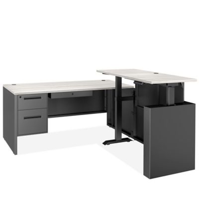 Industrial L-Desk with Adjustable Height Return