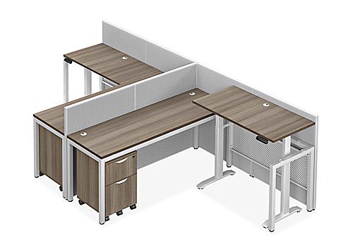 Double Row Adjustable Height Privacy Workstations