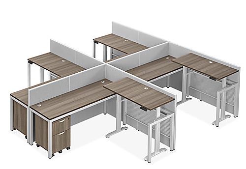 Double Row Adjustable Height Privacy Workstations
