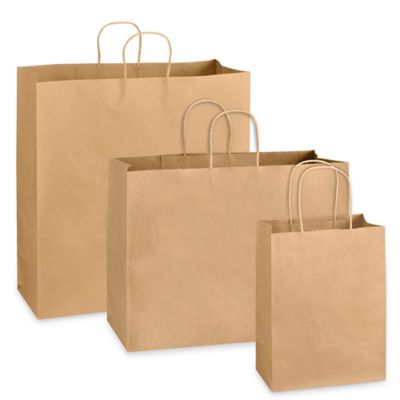 Printed Kraft Paper Shopping Bags in Stock - ULINE