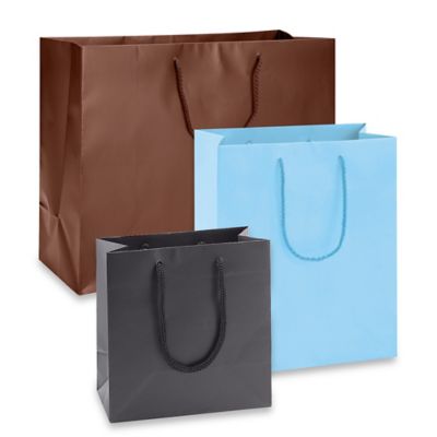 Kraft Tinted Color Shopping Bags - 8 x 4 1/2 x 10 1/4, Cub, Green S-8591G  - Uline