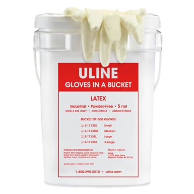 Uline Guantes de Látex Industriales - Libres de Talco, Grosor 5 Mil,  Grandes S-6606L - Uline