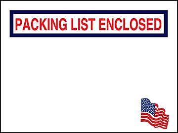 American Flag Packing List Envelopes
