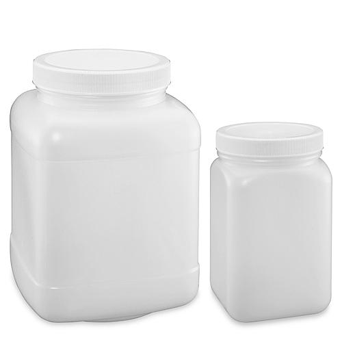 Square Wide-Mouth Plastic Jars