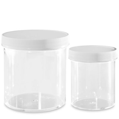 Bocaux ronds en plastique à large ouverture – Transparent