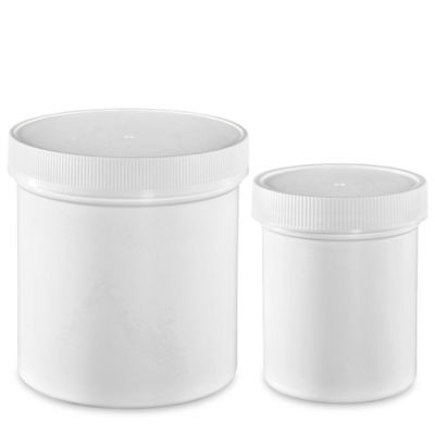 White Round Wide-Mouth Plastic Jars