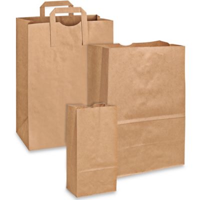 Kraft Paper Shopping Bags - 14 x 10 x 15 1/2, Take Out S-9661 - Uline