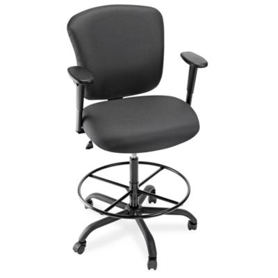 Shop Stool with Backrest - Metal with Adjustable Legs - ULINE - H-4828